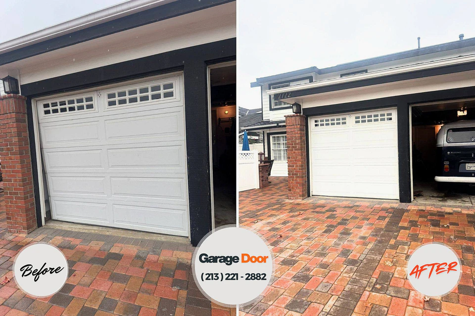 Before and after: garage door repair Woodbury, NY